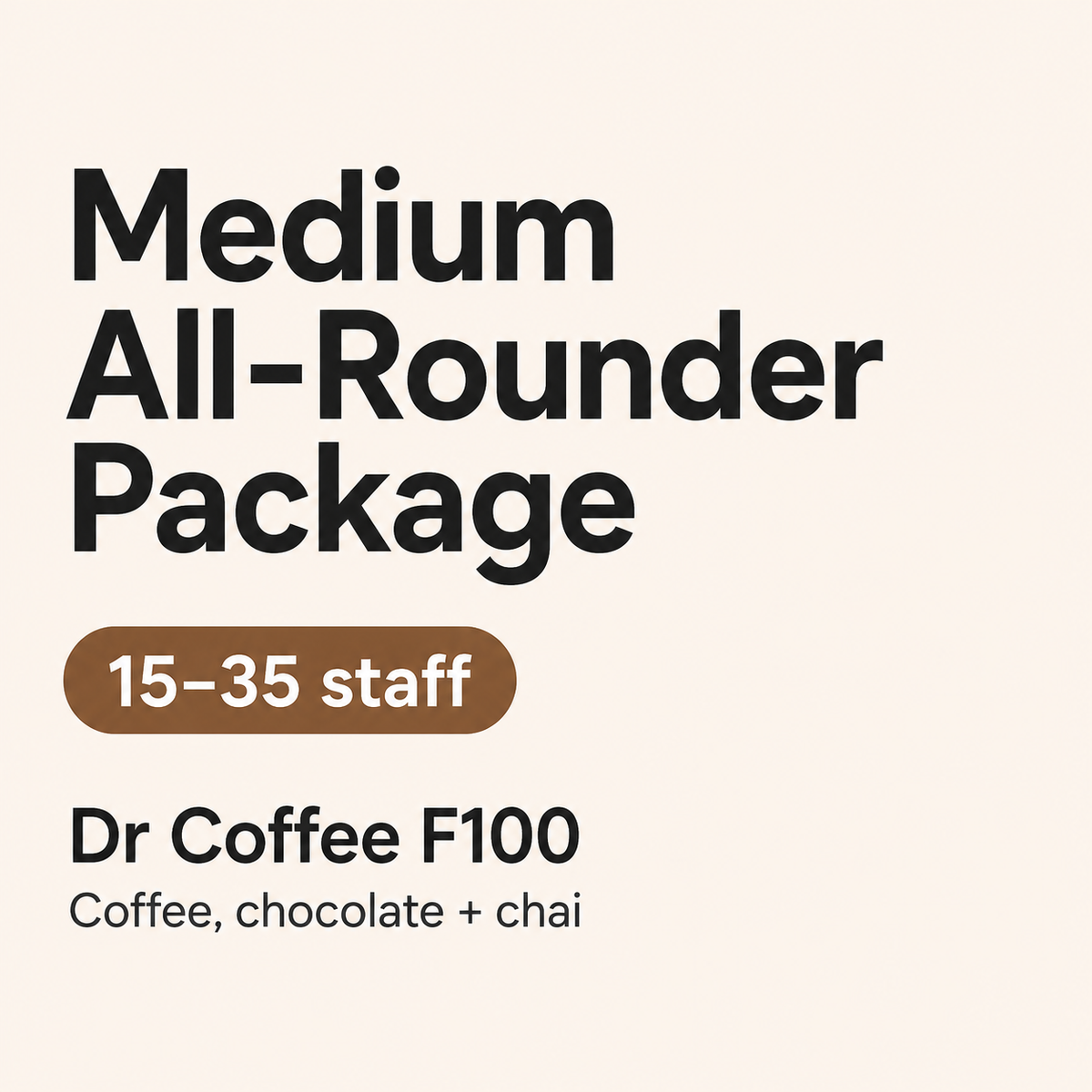 Workplace automatic coffee package with Dr Coffee F100 and coffee supply